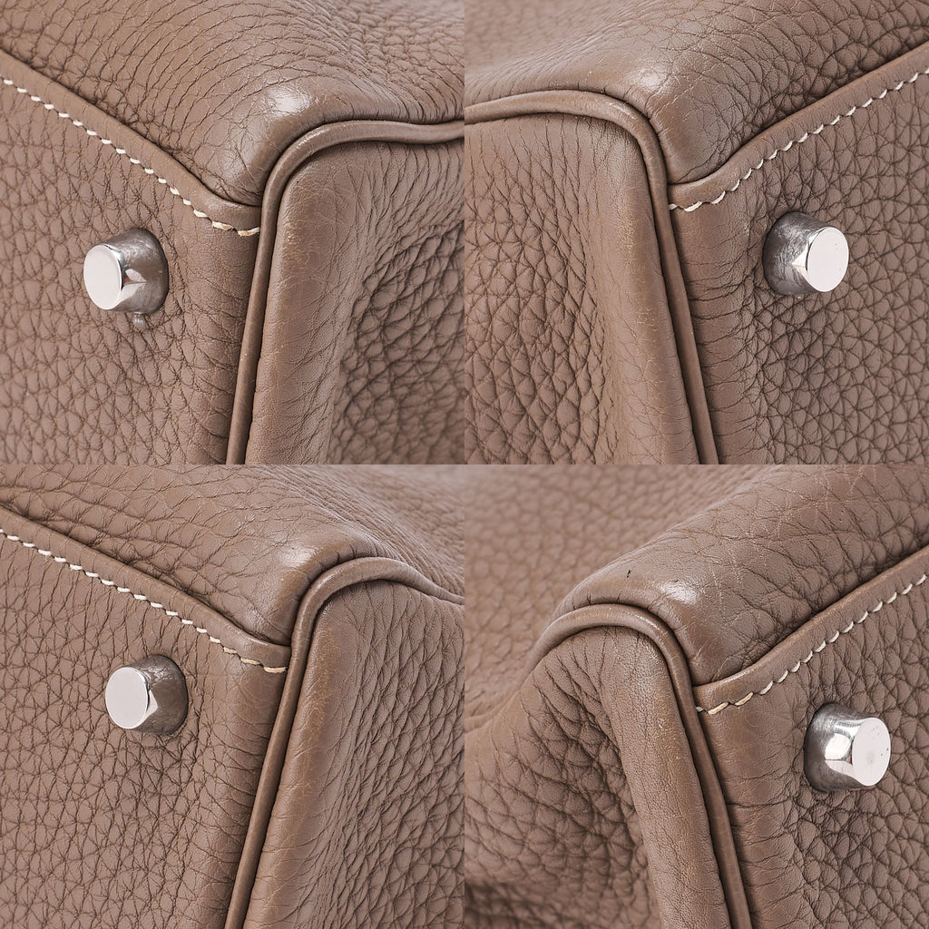 HERMES Kelly 32 Handbag Inseam Tryon Clemence Etoup Silver-Tone Hardware, Pre-Owned