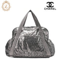 CHANEL Tote Bag Nylon Unlimited Large Size Black Silver-Tone Hardware, Pre-Owned