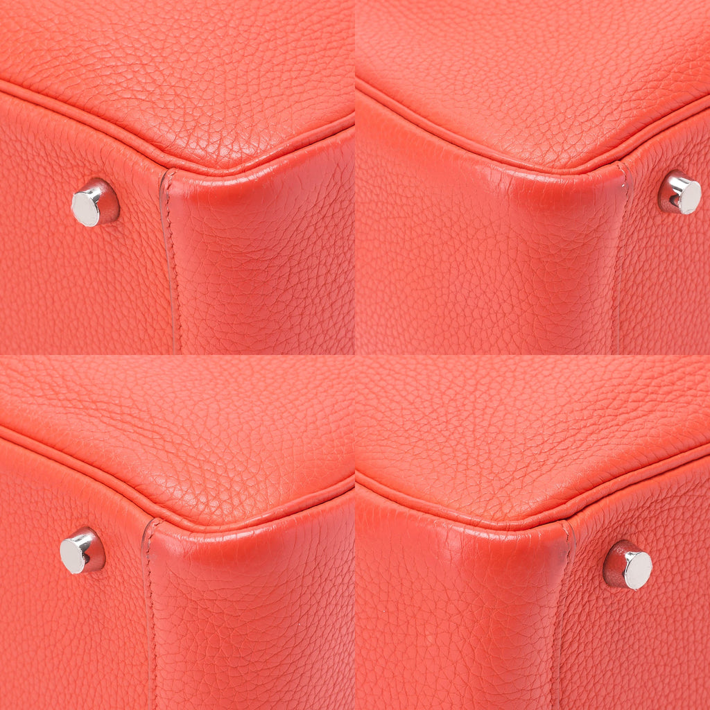 HERMES Lindy 30 2way Shoulder Bag Triyon Clemence Orange Poppy Orange Poppy Silver-Tone Hardware, Pre-Owned
