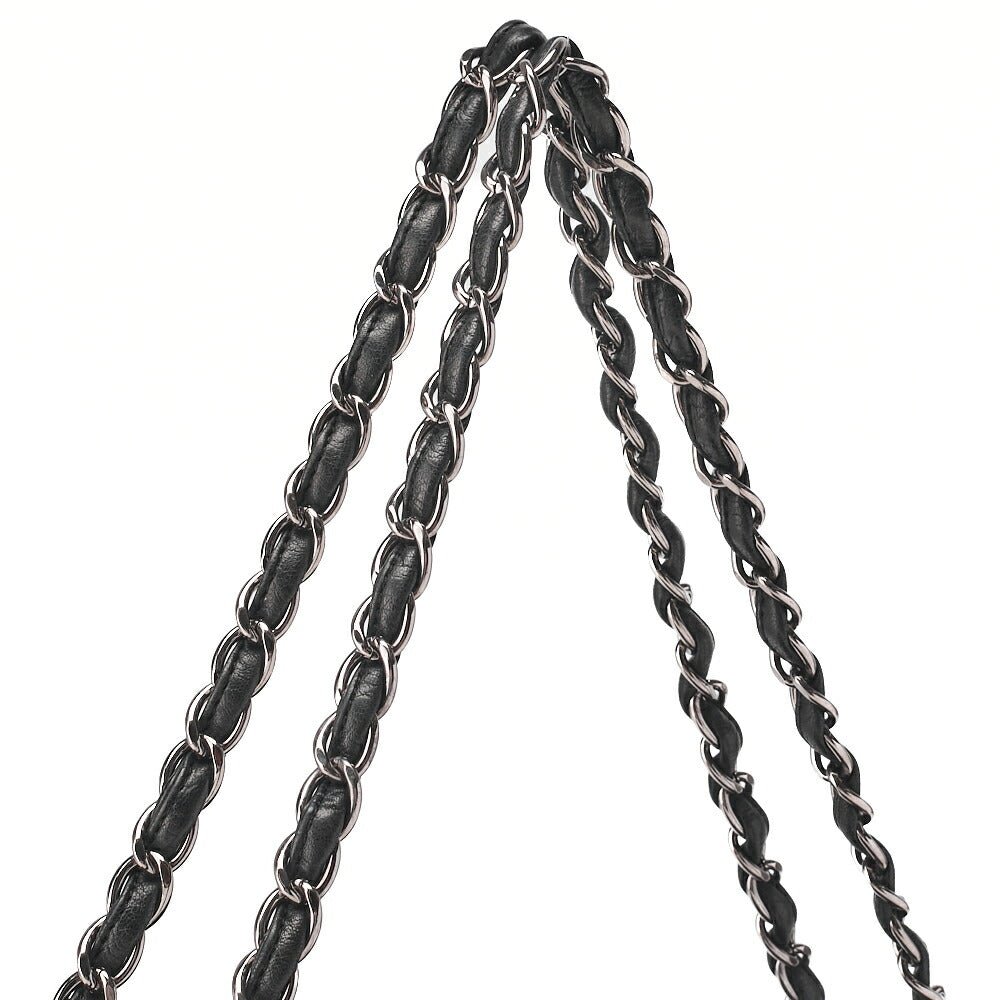 CHANEL Chain Shoulder Bag Cocomark Patchwork Full Flap Lambskin x Enamel Black Silver-Tone Hardware, Pre-Owned