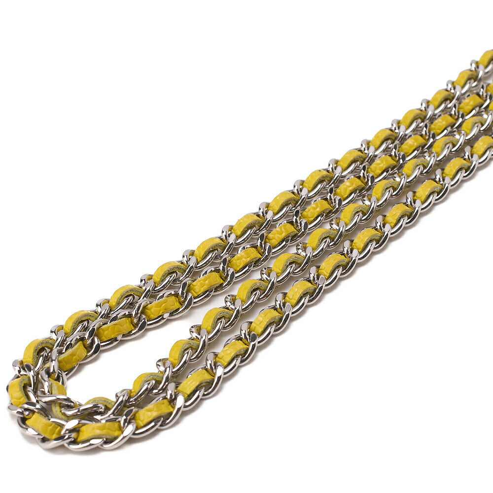 CHANEL Shoulder Bag Chain Wallet Caviar Skin Yellow Silver-Tone Hardware, Pre-Owned