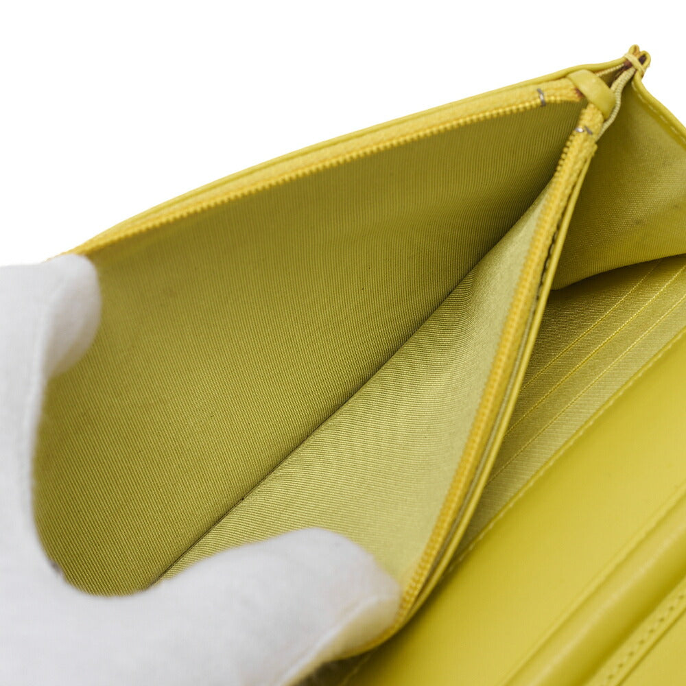 CHANEL Shoulder Bag Chain Wallet Caviar Skin Yellow Silver-Tone Hardware, Pre-Owned