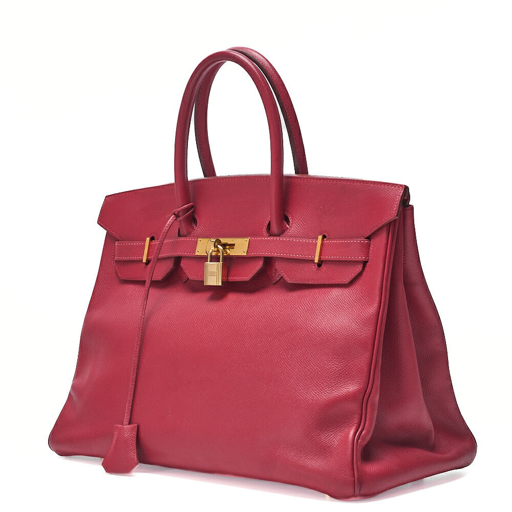 HERMES Birkin 35 Handbag Epson Rouge Casaque Gold-Tone Hardware, Pre-Owned