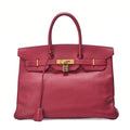 HERMES Birkin 35 Handbag Epson Rouge Casaque Gold-Tone Hardware, Pre-Owned