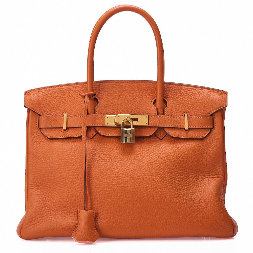 HERMES Birkin 30 Handbag Togo Orange Gold-Tone Hardware, Pre-Owned