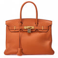 HERMES Birkin 30 Handbag Togo Orange Gold-Tone Hardware, Pre-Owned