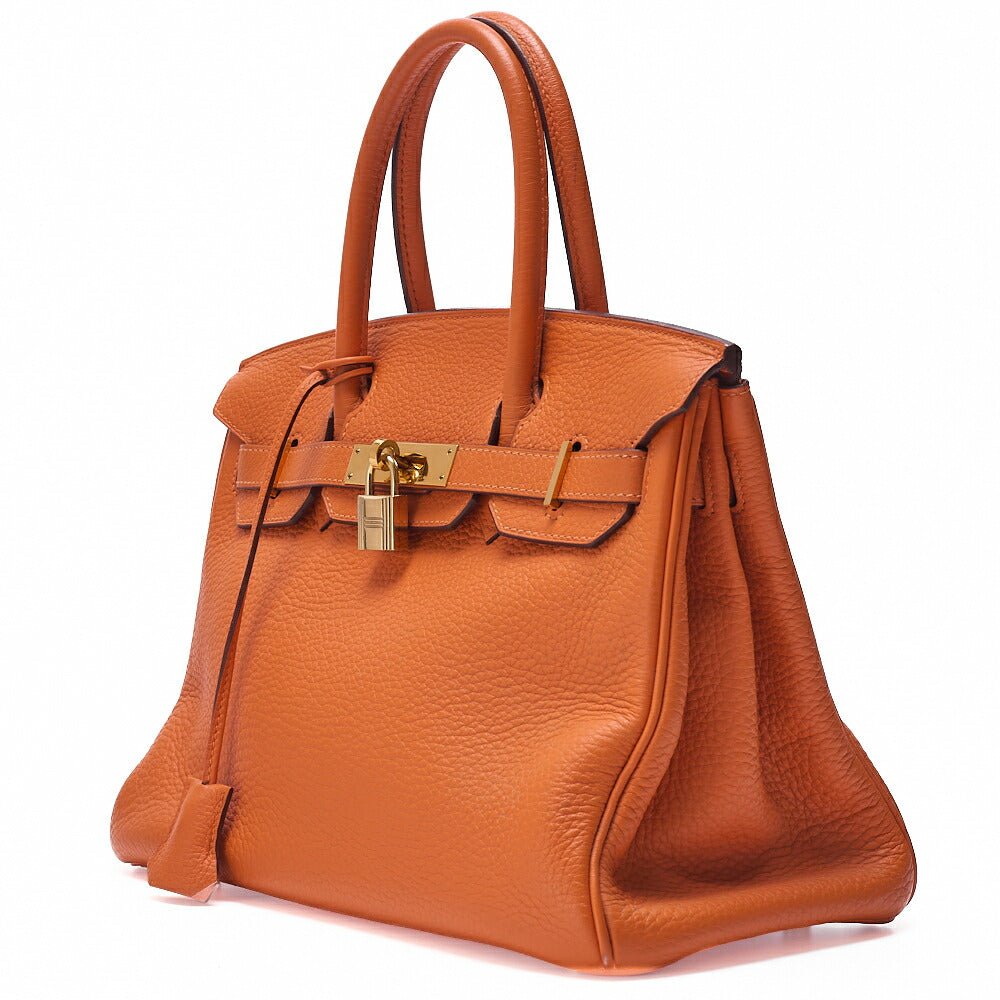 HERMES Birkin 30 Handbag Togo Orange Gold-Tone Hardware, Pre-Owned