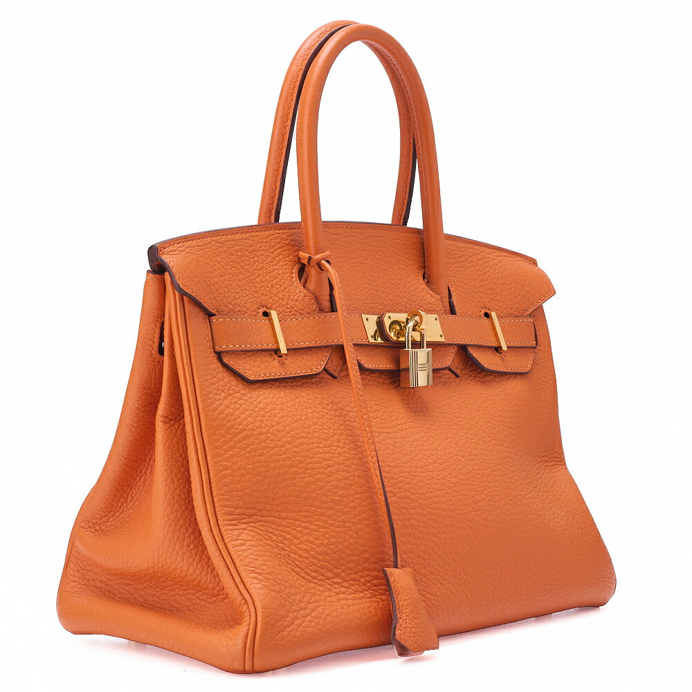 HERMES Birkin 30 Handbag Togo Orange Gold-Tone Hardware, Pre-Owned