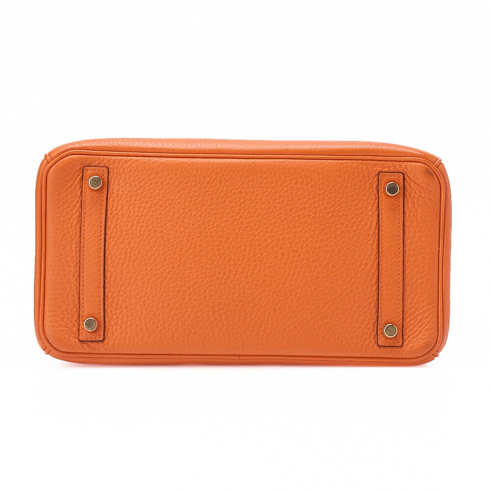 HERMES Birkin 30 Handbag Togo Orange Gold-Tone Hardware, Pre-Owned