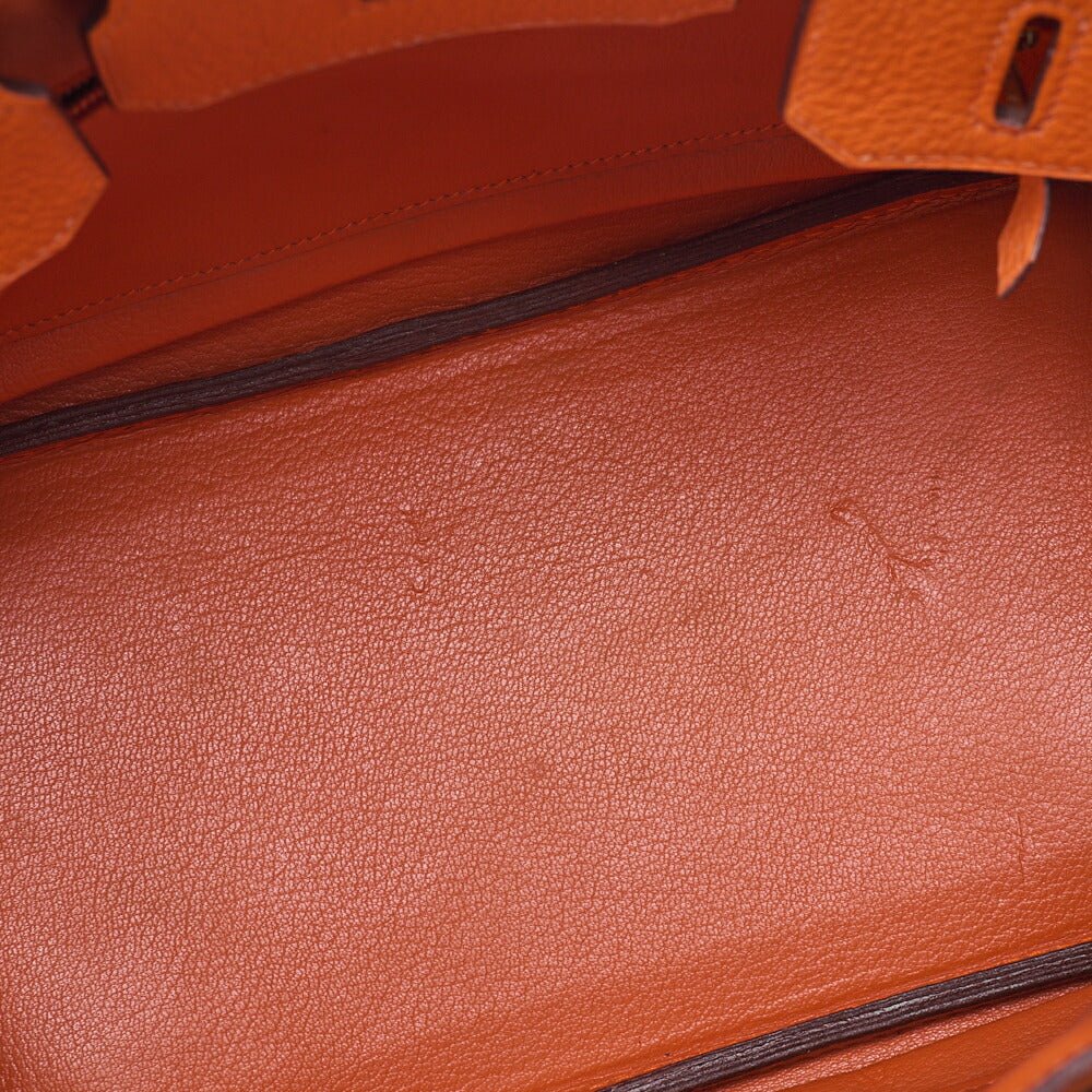 HERMES Birkin 30 Handbag Togo Orange Gold-Tone Hardware, Pre-Owned