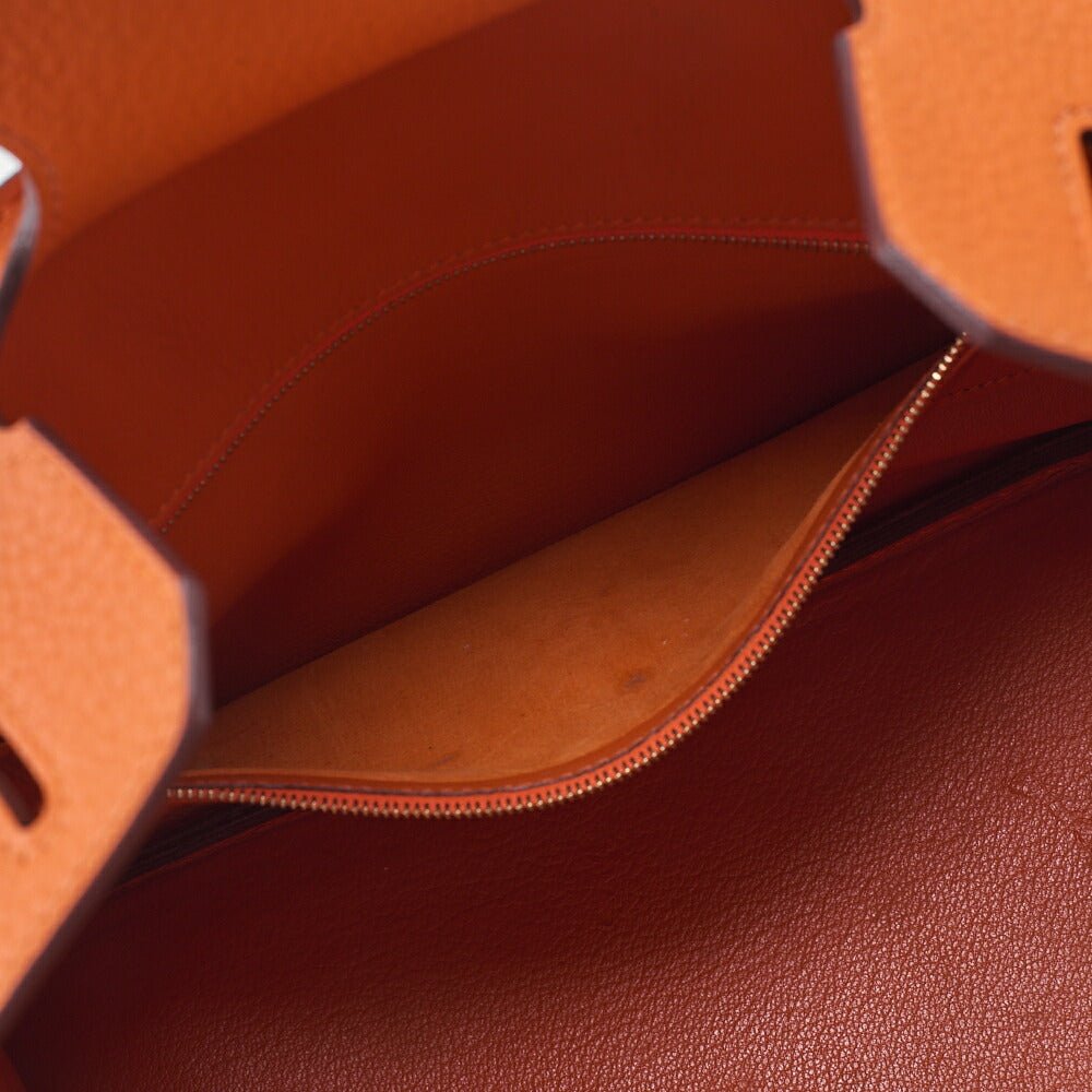 HERMES Birkin 30 Handbag Togo Orange Gold-Tone Hardware, Pre-Owned