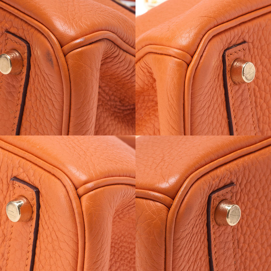 HERMES Birkin 30 Handbag Togo Orange Gold-Tone Hardware, Pre-Owned