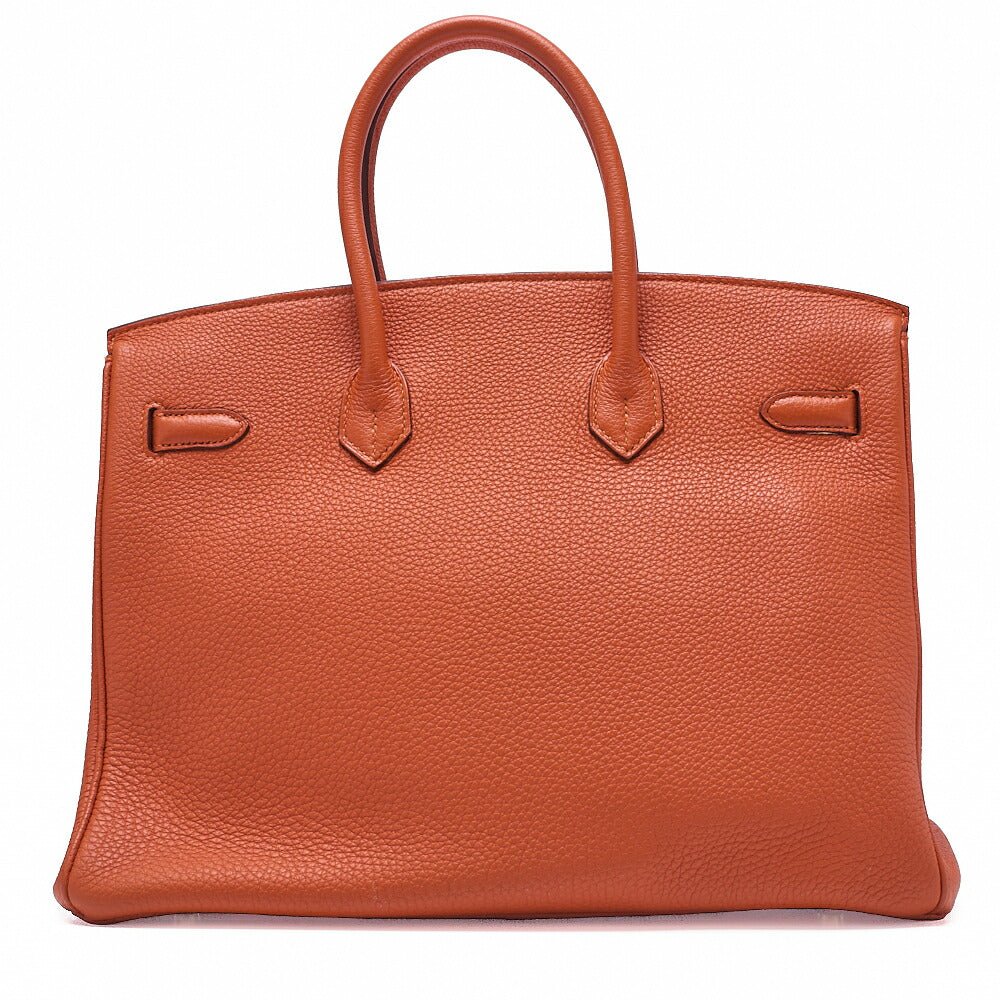HERMES Birkin 35 Handbag Tryon Clemence Orange Gold-Tone Hardware, Pre-Owned