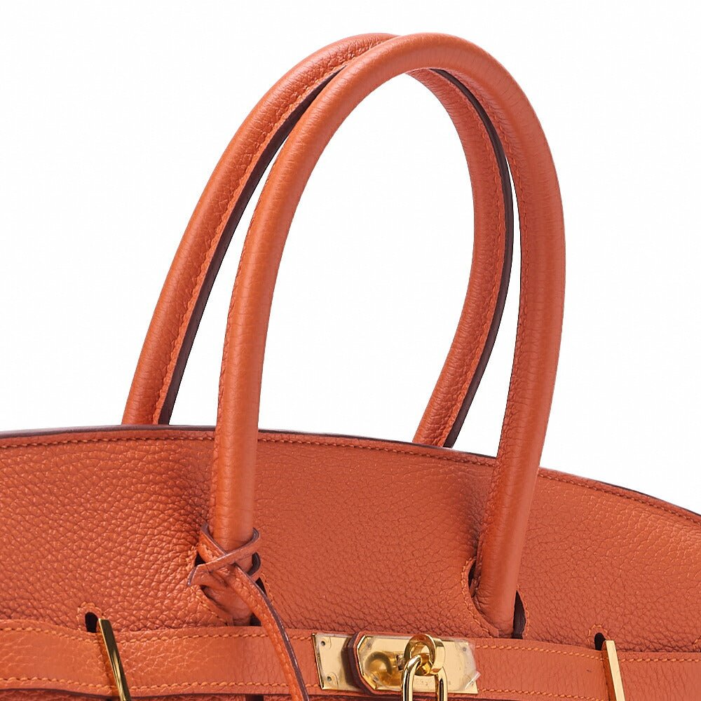 HERMES Birkin 35 Handbag Tryon Clemence Orange Gold-Tone Hardware, Pre-Owned