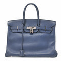 HERMES Birkin 35 Handbag Fjord Bruton Bet Silver-Tone Hardware, Pre-Owned