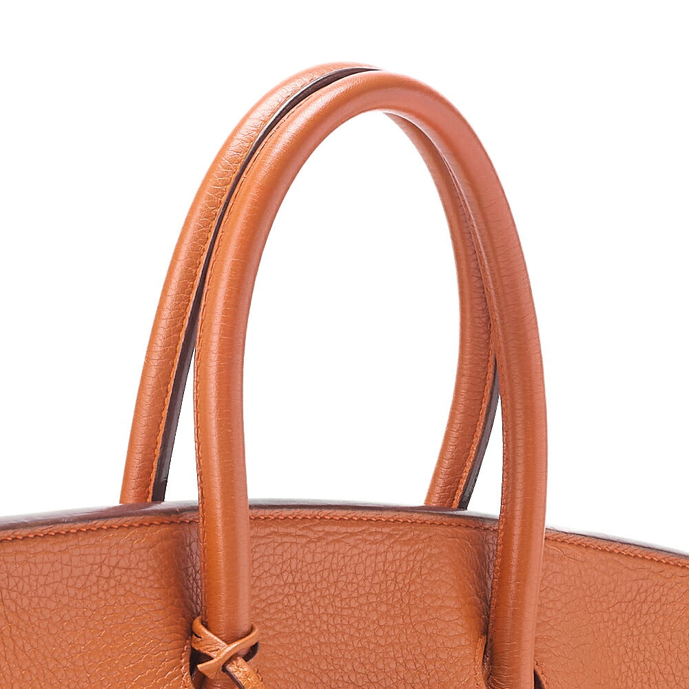 HERMES Birkin 35 Handbag Tryon Orange Silver-Tone Hardware, Pre-Owned