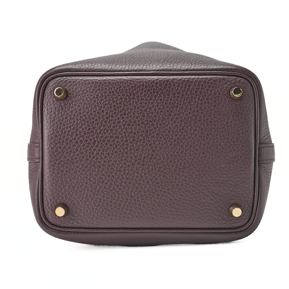 HERMES Picotan Lock PM Handbag Tryon Clemence x Swift Havane Gold-Tone Hardware, Pre-Owned