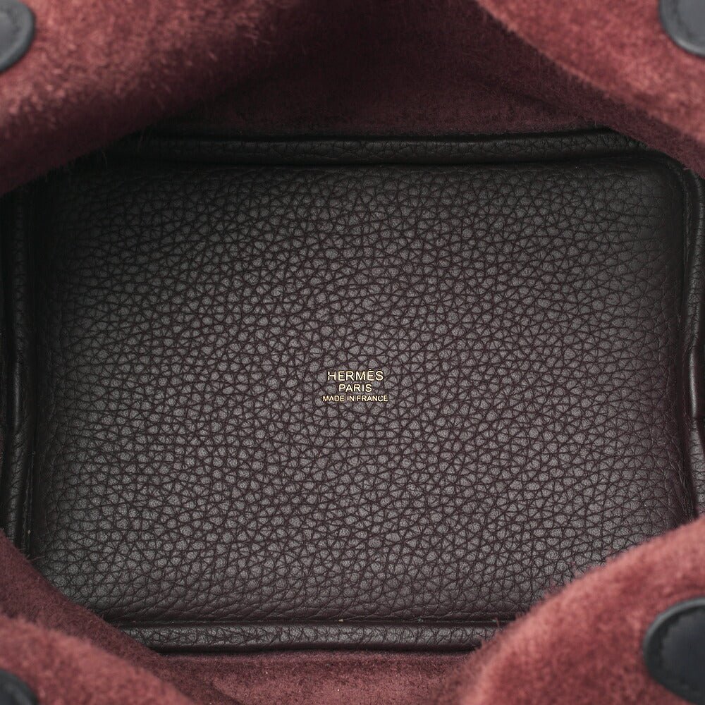 HERMES Picotan Lock PM Handbag Tryon Clemence x Swift Havane Gold-Tone Hardware, Pre-Owned