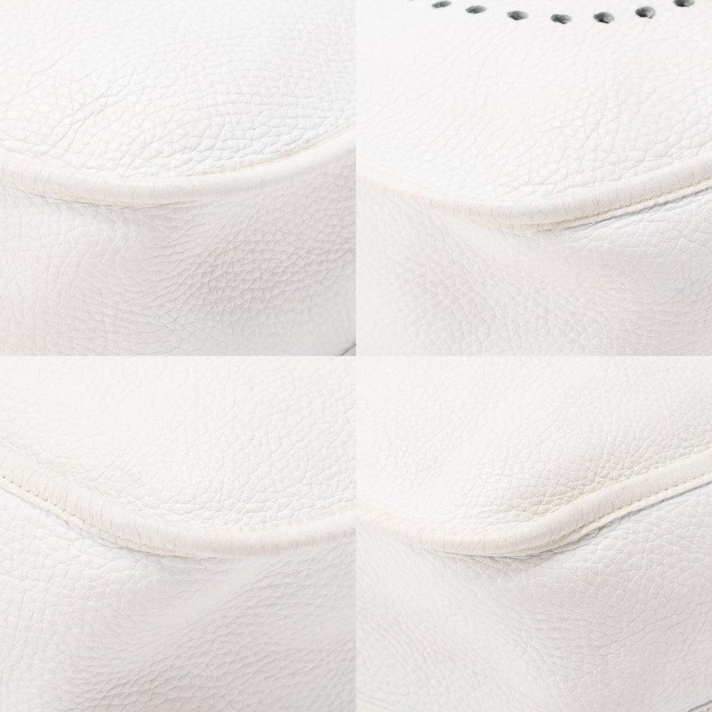 HERMES Evelyn PM Shoulder Bag Trion Clemence White Silver-Tone Hardware, Pre-Owned