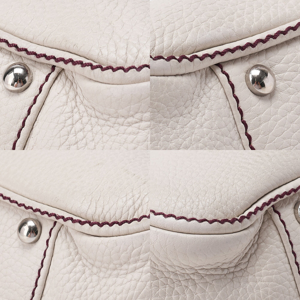 CHANEL Tote Bag Logo Fringe Leather White Silver-Tone Hardware, Pre-Owned