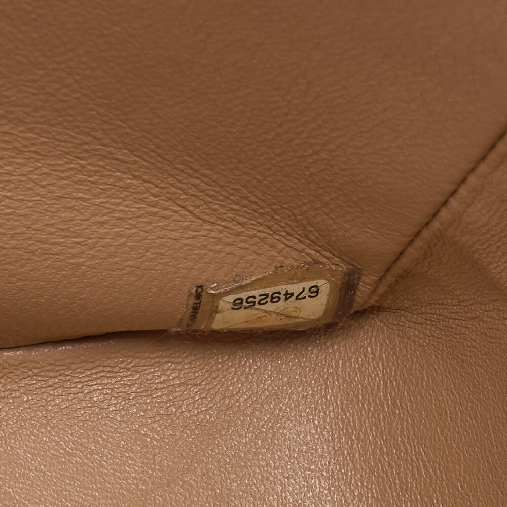 CHANEL Chain Shoulder Bag Deca Matelasse 30cm Single Flap Lambskin Beige Gold-Tone Hardware, Pre-Owned