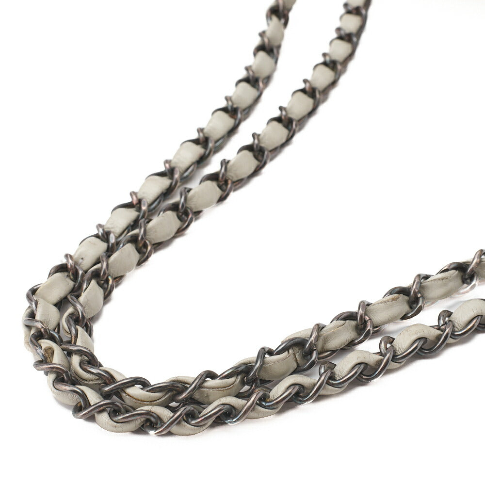 CHANEL Matelasse Luxury Chain Shoulder Bag Vintage Calf White Silver-Tone Hardware, Pre-Owned