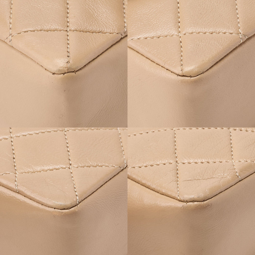 CHANEL Chain Shoulder Bag Mini Mini Matelasse Lambskin Beige Single Flap Turnlock Gold-Tone Hardware, Pre-Owned