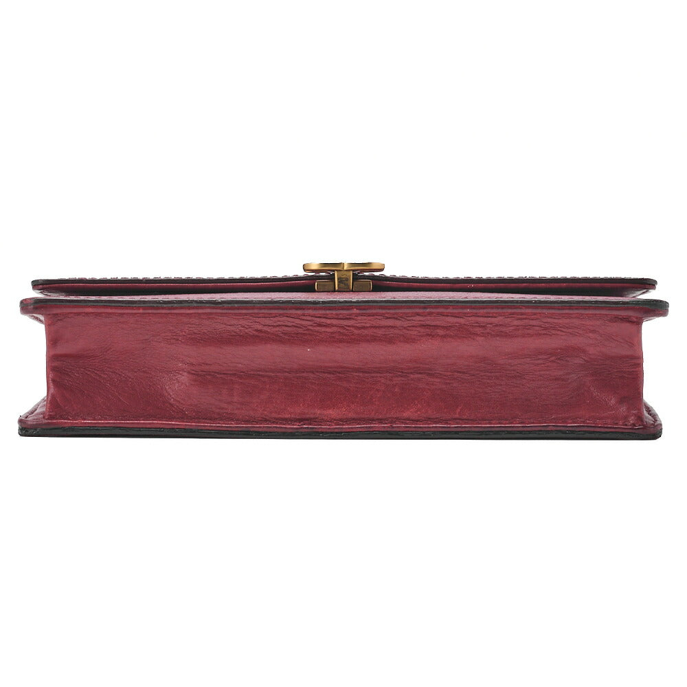 CHANEL Chain Wallet Caviar Skin Push Lock Coco Mark Red Gold-Tone Hardware, Pre-Owned