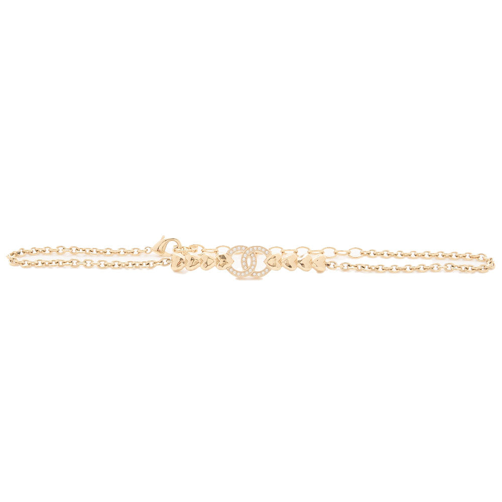CHANEL Coco Mark Heart Rhinestone B23P Necklace GP Gold-Tone Hardware, Pre-Owned
