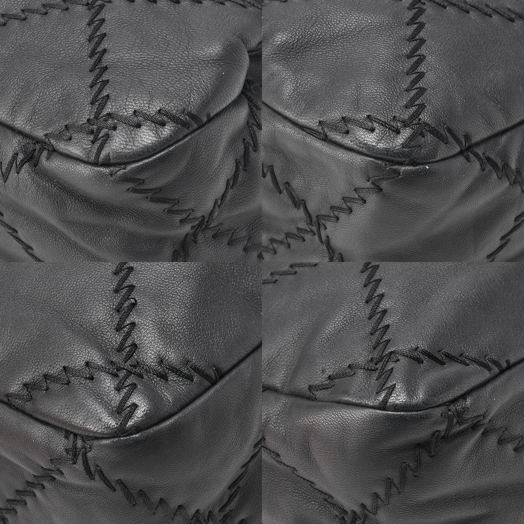 CHANEL Ultra Stitch Coco Mark Chain Shoulder Bag Single Flap Lambskin Black Silver-Tone Hardware, Pre-Owned