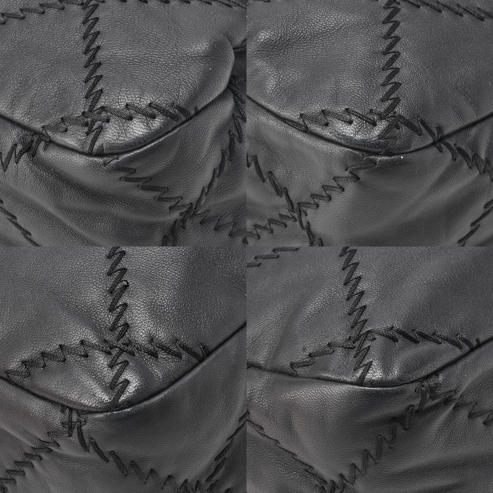 CHANEL Ultra Stitch Coco Mark Chain Shoulder Bag Single Flap Lambskin Black Silver-Tone Hardware, Pre-Owned