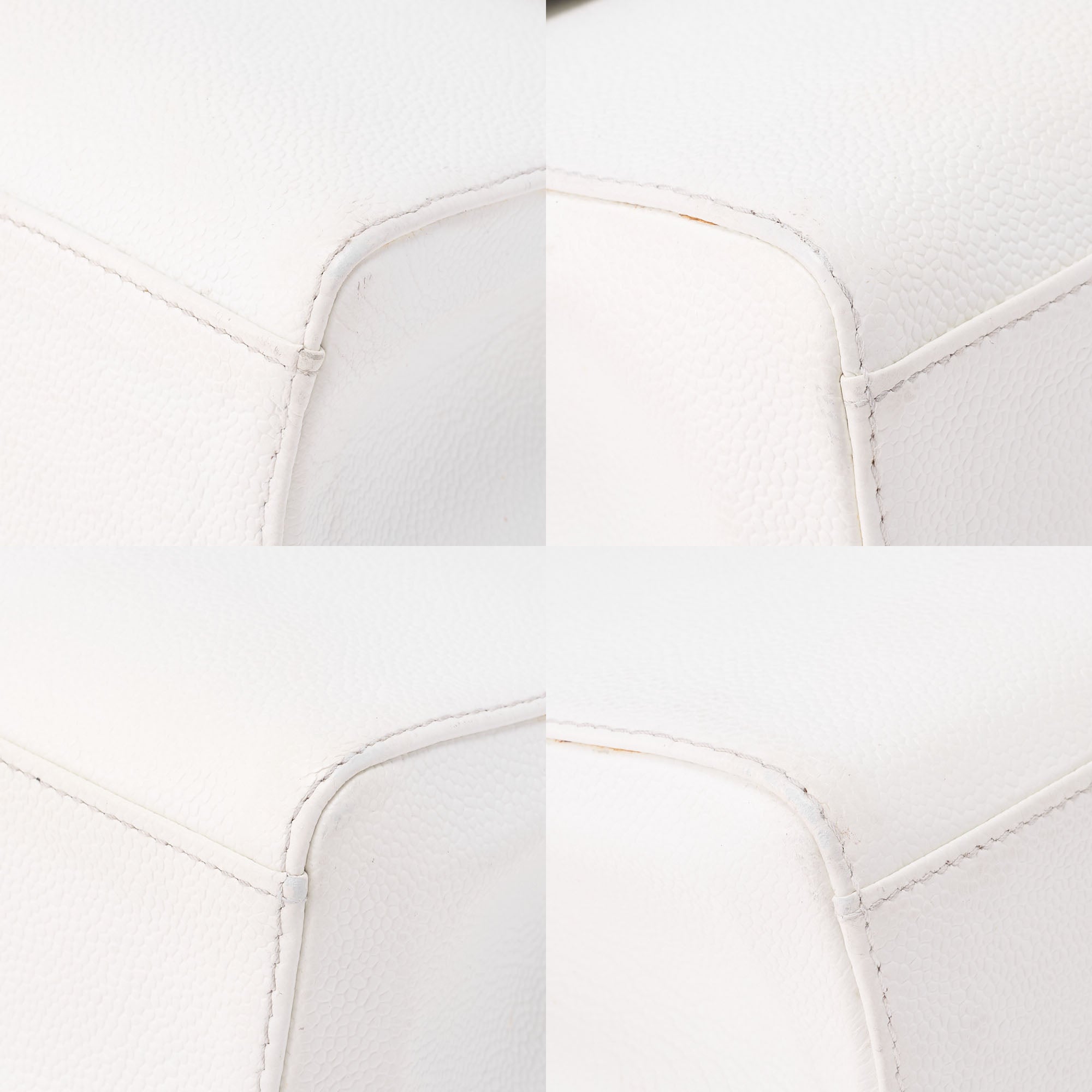 CHANEL Handbag Turnlock Kelly Shape Wood Pattern Caviar Skin White Gold-Tone Hardware, Pre-Owned
