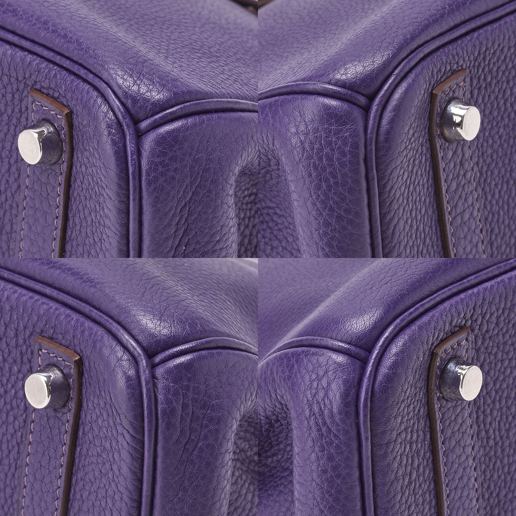 HERMES Birkin 30 Handbag Tryon Clemence Ultra Violet Silver-Tone Hardware, Pre-Owned