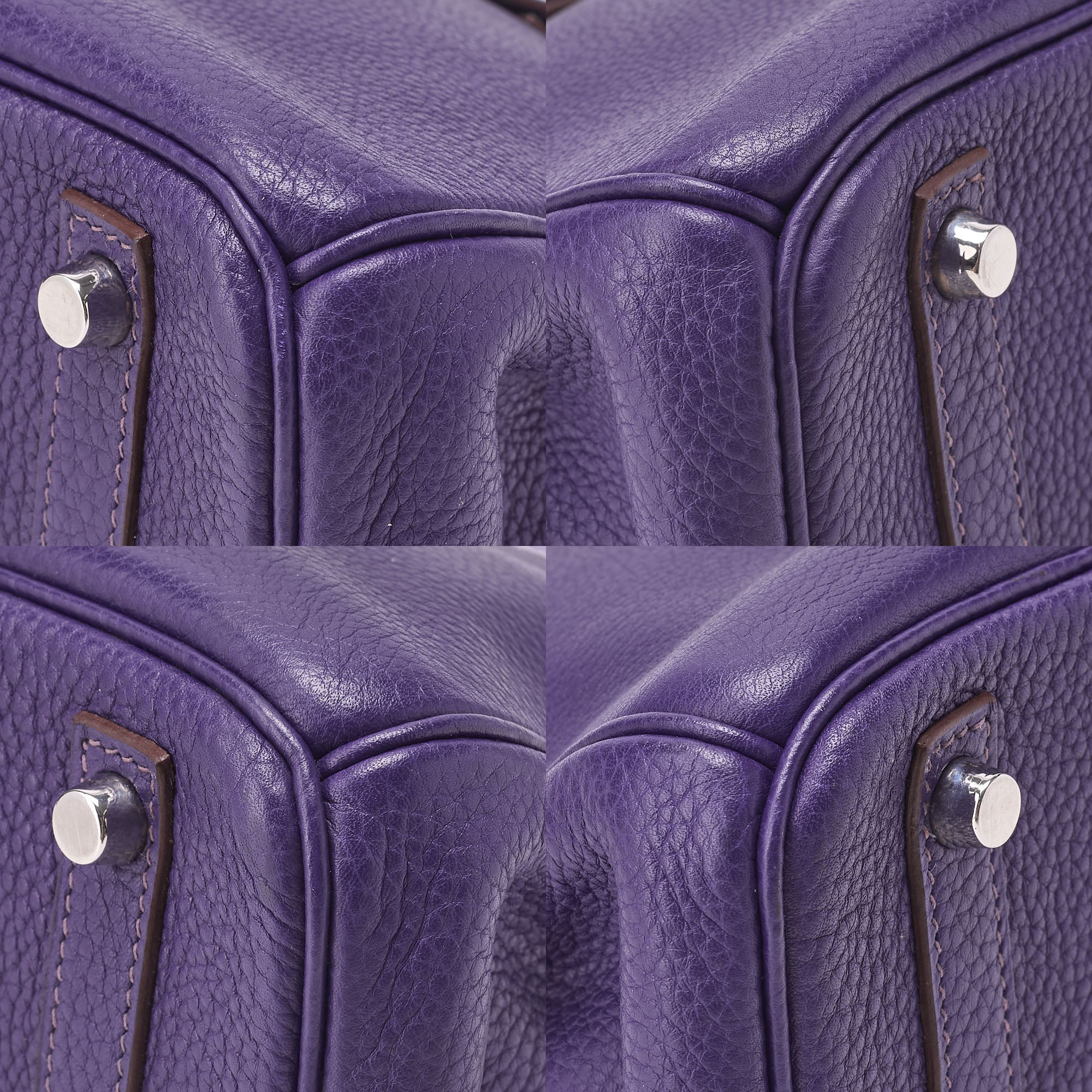 HERMES Birkin 30 Handbag Tryon Clemence Ultra Violet Silver-Tone Hardware, Pre-Owned