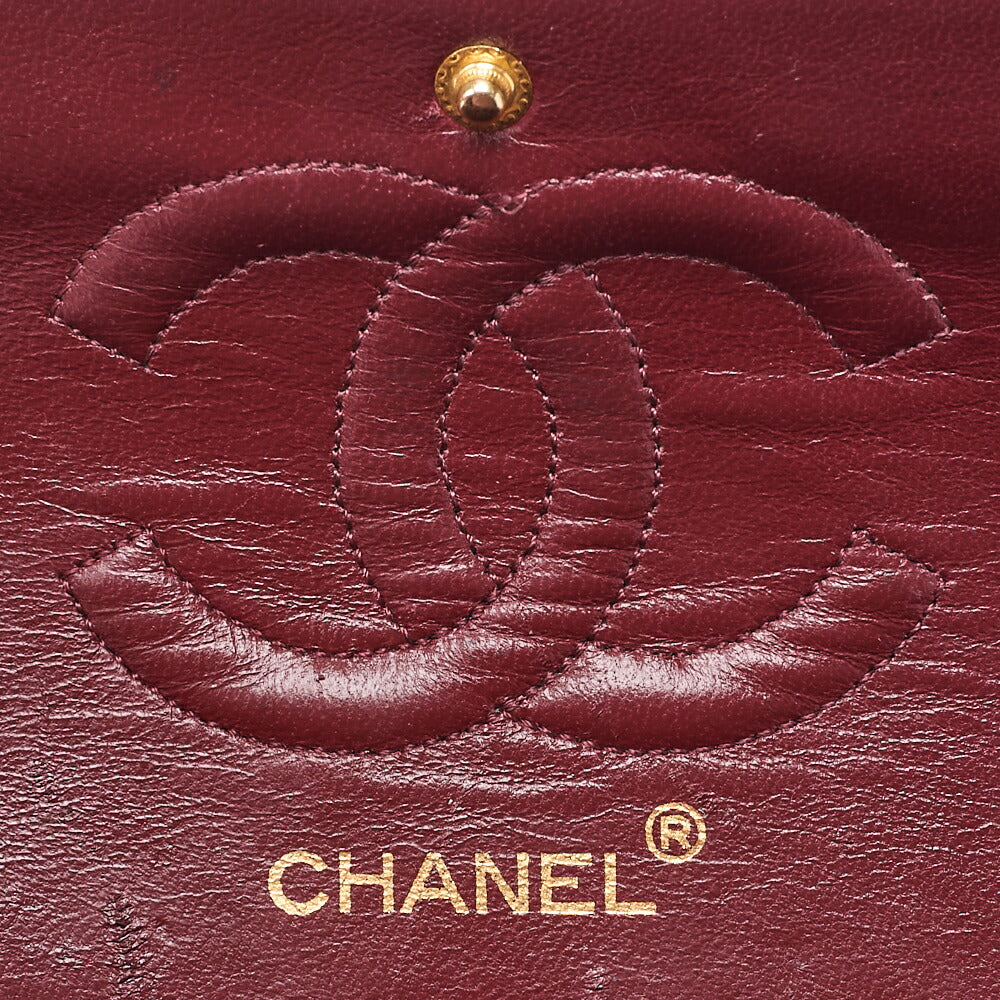 CHANEL Chain Shoulder Bag Matelasse Double Flap 25cm Lambskin Black Gold-Tone Hardware, Pre-Owned