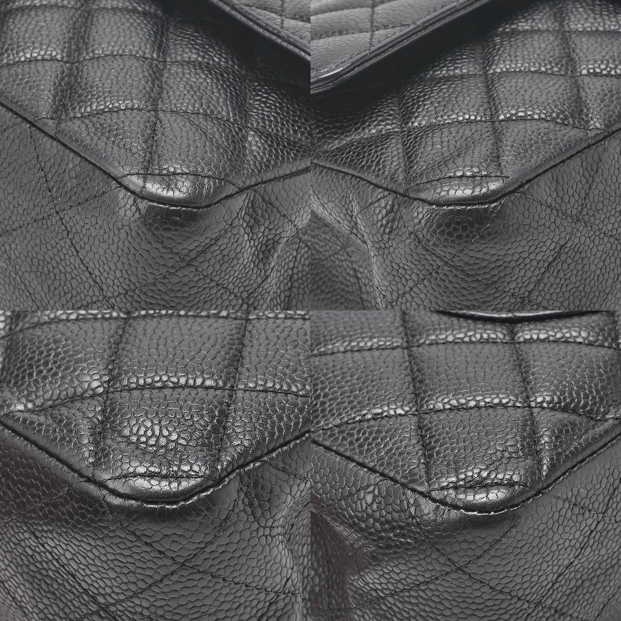 CHANEL Matelasse Turnlock Double Flap 25 Chain Shoulder Bag Caviar Skin Black Silver-Tone Hardware, Pre-Owned