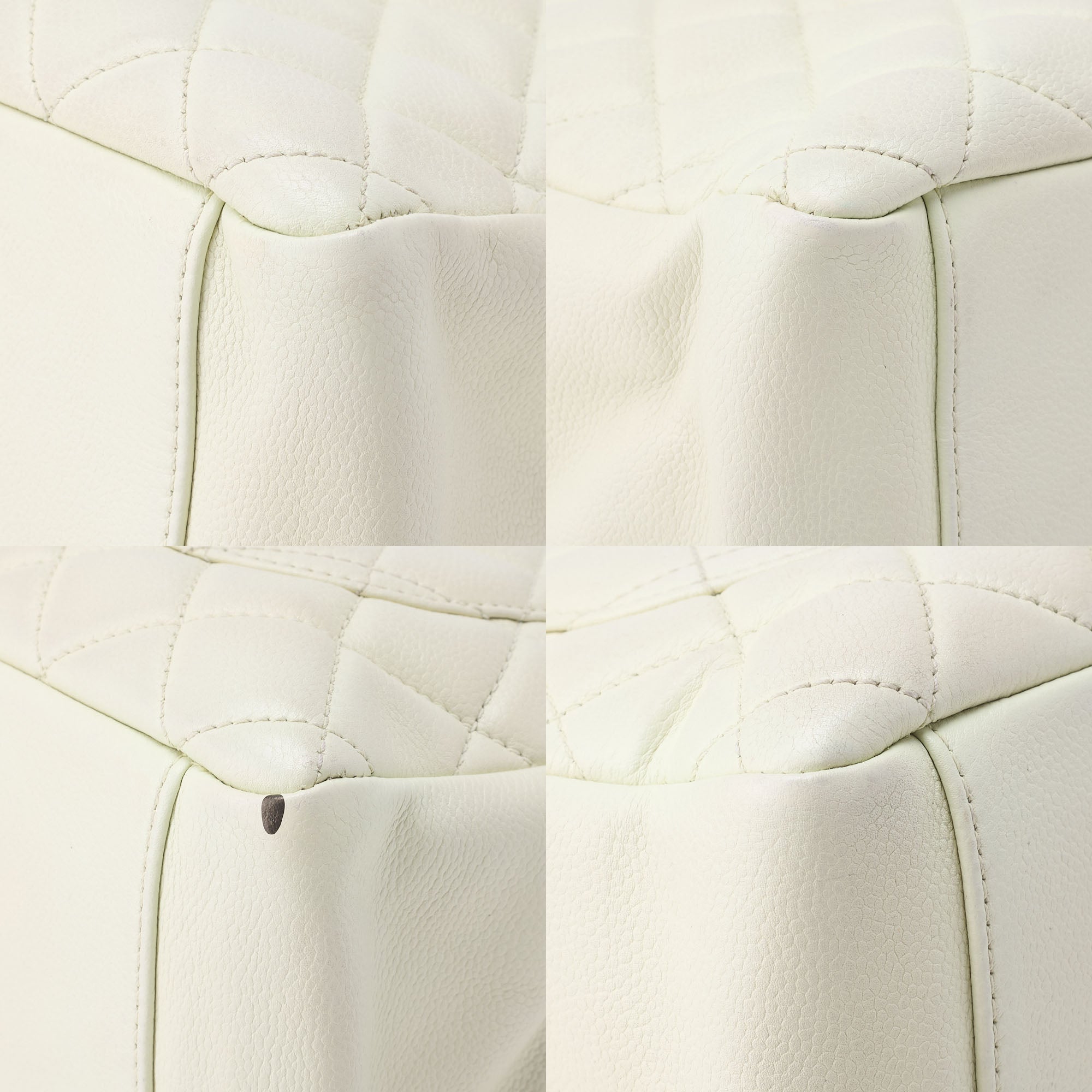 CHANEL Tote Bag  Matelasse Caviar Skin White Double Chain GST Silver-Tone Hardware, Pre-Owned