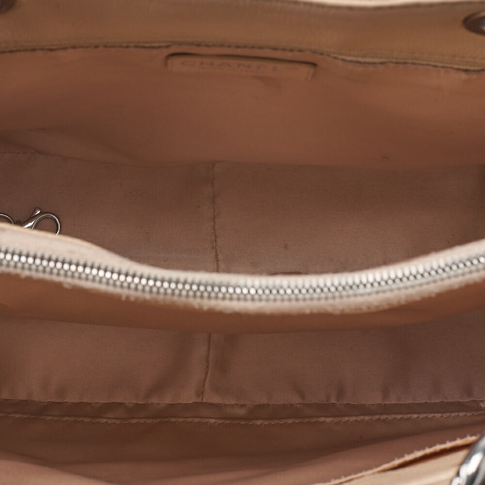 CHANEL Tote Bag Matelasse Caviar Skin Cocomark GST Double Chain Tote Beige Silver-Tone Hardware, Pre-Owned