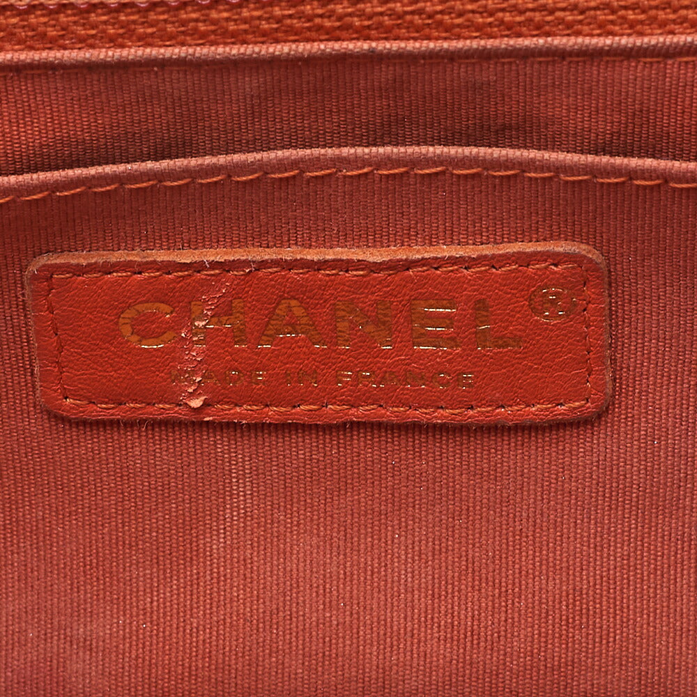 CHANEL Chain Shoulder Bag Calfskin V-Stitch Pink Orange Turnlock Full Flap Gold-Tone Hardware, Pre-Owned