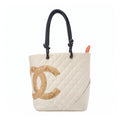CHANEL Cambon Line Matelasse Calfskin x  Python White Tote Bag Silver-Tone Hardware, Pre-Owned