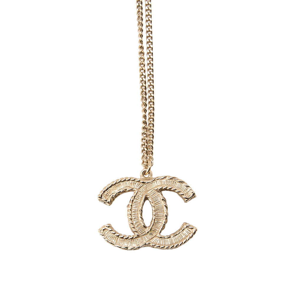 CHANEL Coco Mark Faux Pearl Necklace 14B GP Gold (Gold Plated) Gold Chain Necklace Earrings High Brand Gold-Tone Hardware, Pre-Owned