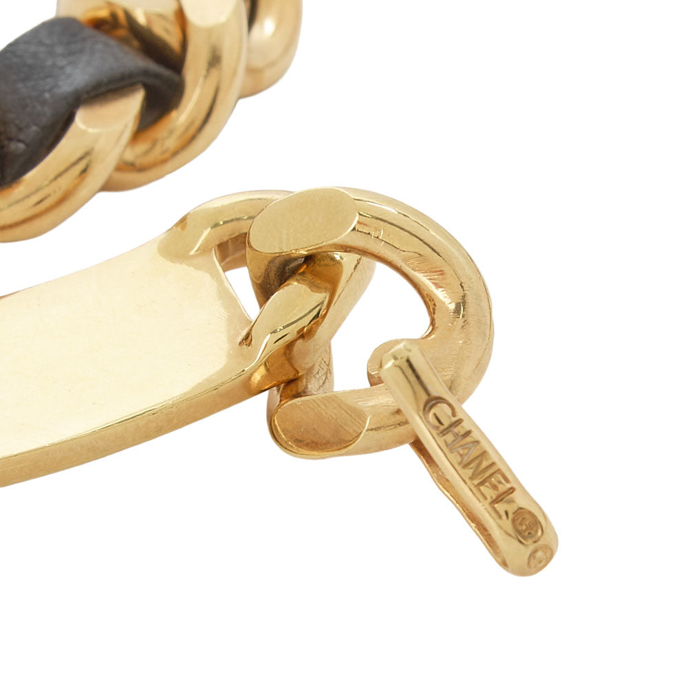 CHANEL Coco Mark Chain Belt 94A GP x Leather Black x Gold Gold-Tone Hardware, Pre-Owned