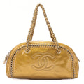 CHANEL Chain Tote Bag Coco Mark Luxury Line Enamel Gold-Tone Hardware, Pre-Owned