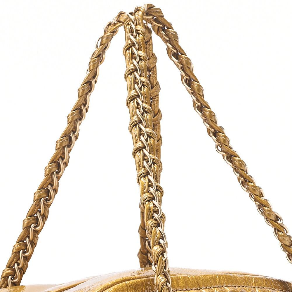 CHANEL Chain Tote Bag Coco Mark Luxury Line Enamel Gold-Tone Hardware, Pre-Owned