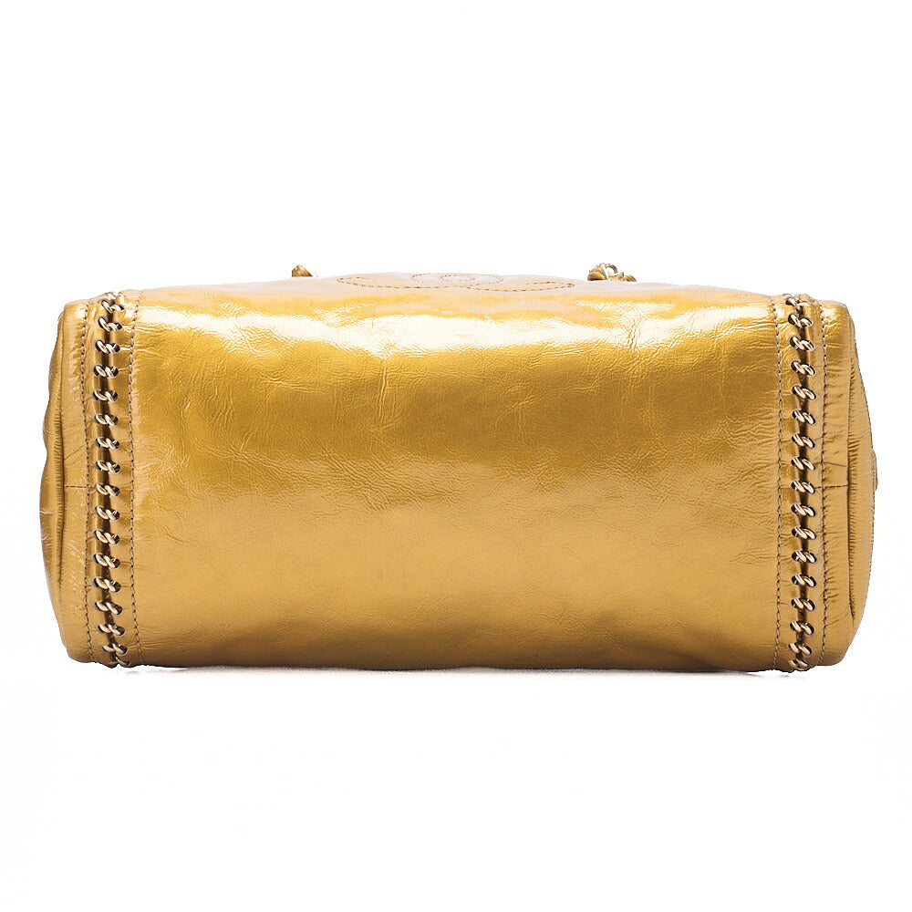 CHANEL Chain Tote Bag Coco Mark Luxury Line Enamel Gold-Tone Hardware, Pre-Owned