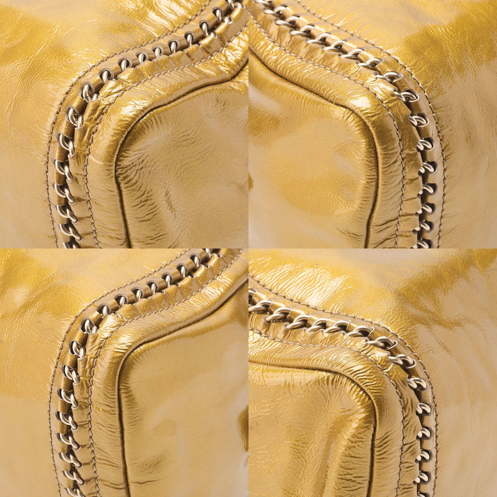 CHANEL Chain Tote Bag Coco Mark Luxury Line Enamel Gold-Tone Hardware, Pre-Owned