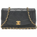 CHANEL Matlasse Diana Flap 22cm Chain Shoulder Lambskin Black Gold-Tone Hardware, Pre-Owned