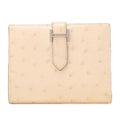 HERMES Bare Compact Bi-Fold Wallet Ostrich Massachusetts Women's Wallet Silver-Tone Hardware, Pre-Owned