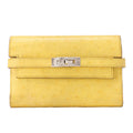 HERMES Kelly Wallet 2-Fold Long Wallet Medium Ostrich JanueNaples Women's Wallet Silver-Tone Hardware, Pre-Owned