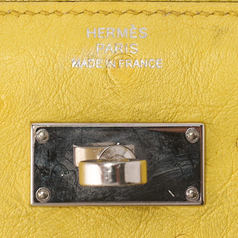 HERMES Kelly Wallet 2-Fold Long Wallet Medium Ostrich JanueNaples Women's Wallet Silver-Tone Hardware, Pre-Owned